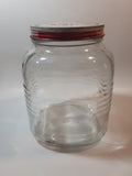 Vintage Blue Ribbon Coffee The Quality Coffee 8" Tall Heavy Ribbed Glass Jar with Metal Lid