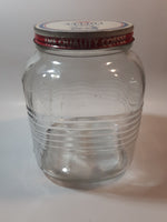 Vintage Blue Ribbon Coffee The Quality Coffee 8" Tall Heavy Ribbed Glass Jar with Metal Lid