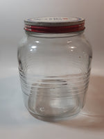 Vintage Blue Ribbon Coffee The Quality Coffee 8" Tall Heavy Ribbed Glass Jar with Metal Lid