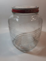 Vintage Blue Ribbon Coffee The Quality Coffee 8" Tall Heavy Ribbed Glass Jar with Metal Lid