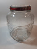 Vintage Blue Ribbon Coffee The Quality Coffee 8" Tall Heavy Ribbed Glass Jar with Metal Lid