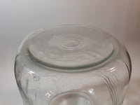 Vintage Blue Ribbon Coffee The Quality Coffee 8" Tall Heavy Ribbed Glass Jar with Metal Lid