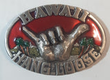 Vintage 1984 Arroyo Grande Hawaii Hang Loose Red and Green Enamel Belt Buckle