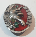 Vintage 1984 Arroyo Grande Hawaii Hang Loose Red and Green Enamel Belt Buckle