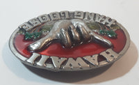 Vintage 1984 Arroyo Grande Hawaii Hang Loose Red and Green Enamel Belt Buckle