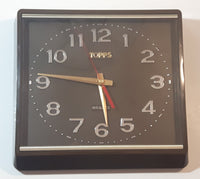 Vintage Topps Quartz Glass Face Brown Bordered Square Wall Clock