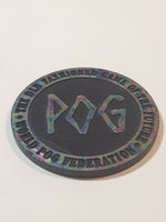 World Pog Federation The Old Fashioned Game Of The Future Rainbow and Black Plastic Caps Pog Slammer