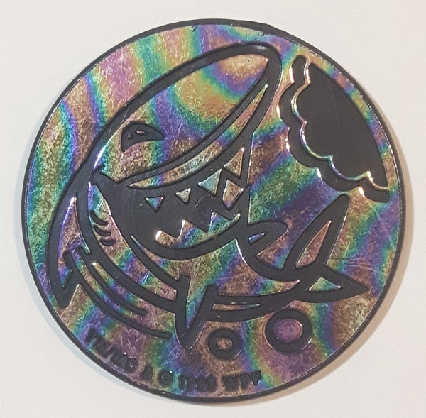 1995 WPF Pog Canada Games Shark Rainbow and Black Plastic Caps Pog Slammer