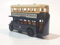 1980s Lledo Promotional Model Double Decker Bus Van Houten's Cocoa Blue and Cream Die Cast Toy Car Vehicle