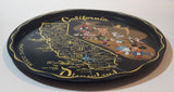 Vintage Disneyland California State Landmarks and Cartoon Characters Black 11" Diameter Round Tin Metal Serving Tray Souvenir