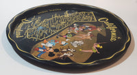 Vintage Disneyland California State Landmarks and Cartoon Characters Black 11" Diameter Round Tin Metal Serving Tray Souvenir