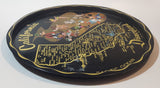 Vintage Disneyland California State Landmarks and Cartoon Characters Black 11" Diameter Round Tin Metal Serving Tray Souvenir