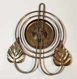 Vintage Cooper Leaf Themed Brass Metal Wall Thermometer Made in U.S.A.