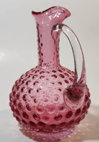 Vintage Fenton Cranberry Glass Hobnail 5 1/4" Tall Cruet Mini Pitcher Jug