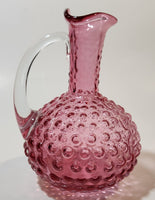 Vintage Fenton Cranberry Glass Hobnail 5 1/4" Tall Cruet Mini Pitcher Jug