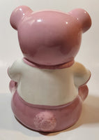 Rare Vancouver Canucks NHL Ice Hockey Team Pink and White 7" Tall Ceramic Teddy Bear Shaped Coin Bank