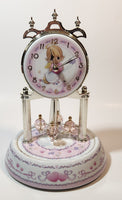 2002 Precious Moments White and Pink Porcelain and Glass Anniversary Dome Clock