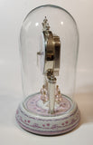 2002 Precious Moments White and Pink Porcelain and Glass Anniversary Dome Clock