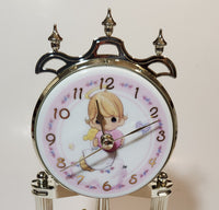 2002 Precious Moments White and Pink Porcelain and Glass Anniversary Dome Clock