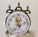 2002 Precious Moments White and Pink Porcelain and Glass Anniversary Dome Clock