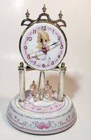 2002 Precious Moments White and Pink Porcelain and Glass Anniversary Dome Clock