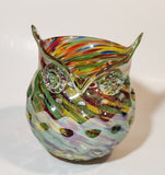 Owl Shaped Colorful Rainbow 6 1/4" Art Glass Vase