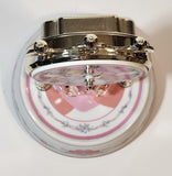 2003 Precious Moments You Are The Sweetest Heart White and Pink Porcelain and Glass Anniversary Dome Clock