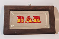 Vintage Real Trading Company BAR 5 1/2" x 9 3/4" Redwood Framed Mirror Sign