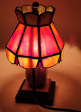 Rare Vintage Mid Century Rustic Orange Slag Stained Glass Small 8" Tall Nightstand Table Lamp