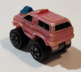 1987 Road Champs Ford Bronco Pink Micro Mini Die Cast Toy Car Vehicle