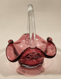 Vintage Cranberry Glass Candy Dish Basket