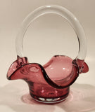 Vintage Cranberry Glass Candy Dish Basket