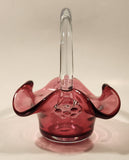 Vintage Cranberry Glass Candy Dish Basket