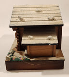 Vintage 1960s Japanese Swiss Chalet Winter Cottage Style Wooden House Windup Musical Jewelry Box