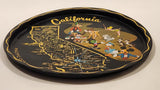 Vintage Disneyland California State Landmarks and Cartoon Characters Black 11" Diameter Round Tin Metal Serving Tray Souvenir