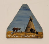 Mike Puhallo MSP Aspen Grove BC The Cowboy Poet Kamloops Cowboy Hand Painted Tipi and Horse Native Prairie Scene Metal Fridge Magnet