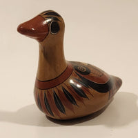 Vintage Mexican Tonala Duck Bird Hand Painted Ceramic Pottery Ornament