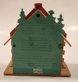 Vintage German Christmas Themed Black Forest Bavarian House Homestead Shaped Wooden and Plastic Thermometer with Man and Woman 5 1/2" Tall