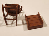Vintage Rocking Chair and Stool Brown Plastic Dollhouse Toys