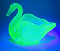 Antique Fenton Uranium Glass Swan Dish