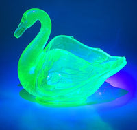 Antique Fenton Uranium Glass Swan Dish