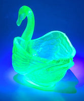 Antique Fenton Uranium Glass Swan Dish