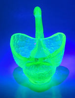 Antique Fenton Uranium Glass Swan Dish