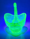 Antique Fenton Uranium Glass Swan Dish