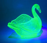 Antique Fenton Uranium Glass Swan Dish