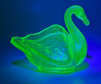 Antique Fenton Uranium Glass Swan Dish