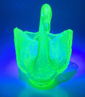 Antique Fenton Uranium Glass Swan Dish