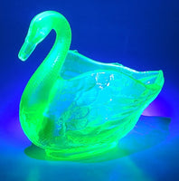 Antique Fenton Uranium Glass Swan Dish