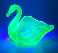 Antique Fenton Uranium Glass Swan Dish