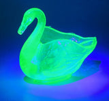 Antique Fenton Uranium Glass Swan Dish